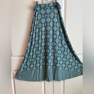 Market & Spruce Teal Print Maxi Skirt